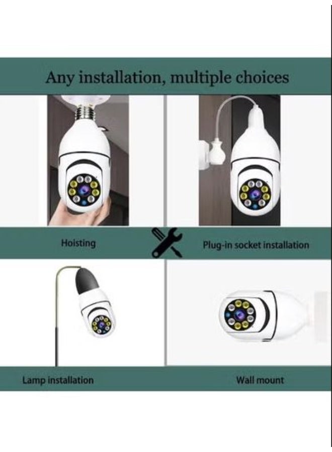 كاميرا LED للمراقبة اللاسلكية بدقة عالية 1080p، مزودة بصوت متبادل ورؤية ليلية لمتابعة المكان ليلاً ونهارًا، سهلة التركيب في أي مقبس كهرباء، مناسبة للمنزل أو المكتب. - Image 3